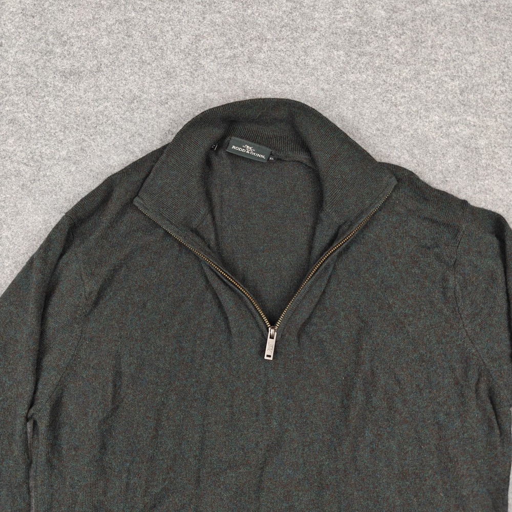 Rodd & Gunn Sweater Mens XL Green 1/4 Zip Mock Neck Wool Cashmere Knit Pullover - Picture 2 of 9